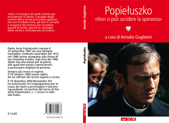 Copertina, dorso e quarta di copertina di Popiełuszko - Non si può uccidere la speranza