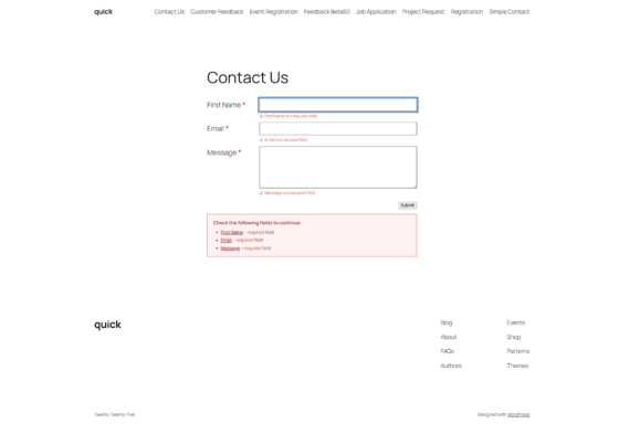 Validazione del modulo con messaggi di errore inline e riepilogo errori cliccabile